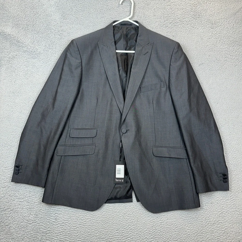 Torre Gavin AMF Charcoal Mohair Wool Blend 2 Piece Suit Mens 46R Jacket 42R Pant